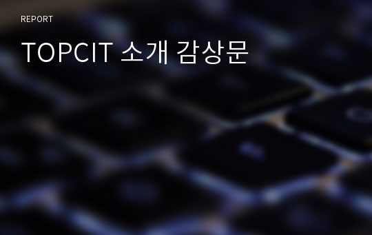 TOPCIT 소개 감상문