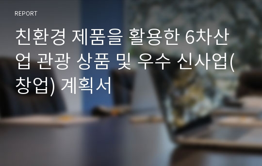 친환경 제품을 활용한 6차산업 관광 상품 및 우수 신사업(창업) 계획서