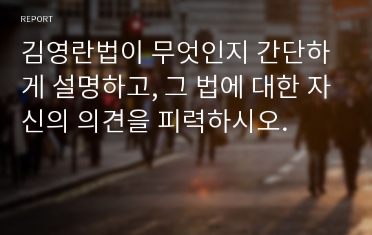 김영란법이 무엇인지 간단하게 설명하고, 그 법에 대한 자신의 의견을 피력하시오.