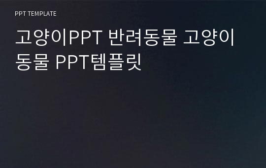 고양이PPT 반려동물 고양이 동물 PPT템플릿