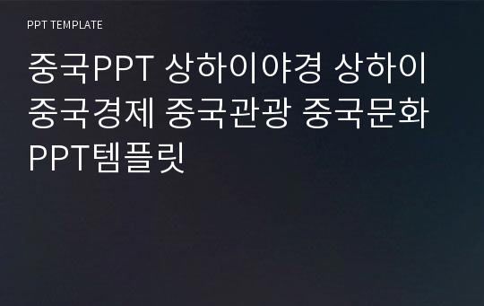 중국PPT 상하이야경 상하이 중국경제 중국관광 중국문화 PPT템플릿