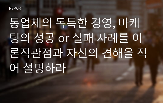 통업체의 독특한 경영, 마케팅의 성공 or 실패 사례를 이론적관점과 자신의 견해을 적어 설명하라