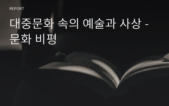 대중문화 속의 예술과 사상 - 문화 비평