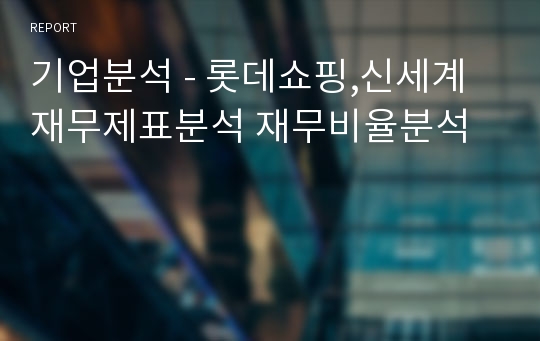 기업분석 - 롯데쇼핑,신세계 재무제표분석 재무비율분석