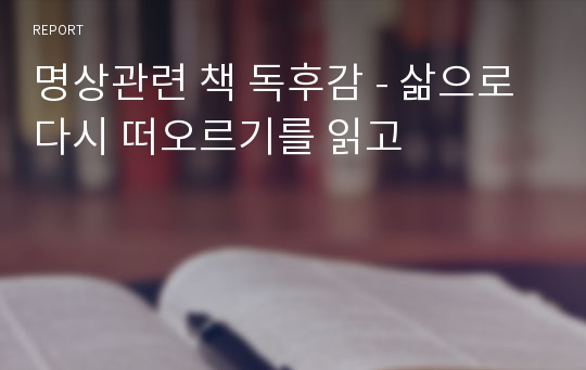 명상관련 책 독후감 - 삶으로 다시 떠오르기를 읽고