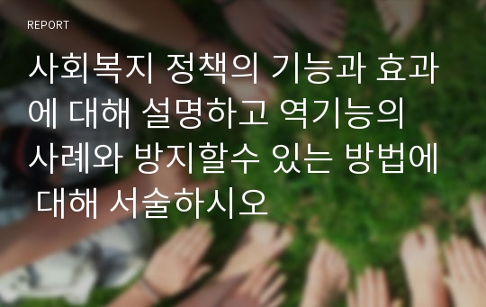 사회복지 정책의 기능과 효과에 대해 설명하고 역기능의 사례와 방지할수 있는 방법에 대해 서술하시오