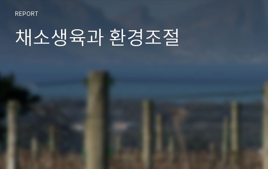 채소생육과 환경조절