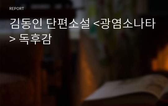 김동인 단편소설 &lt;광염소나타&gt; 독후감