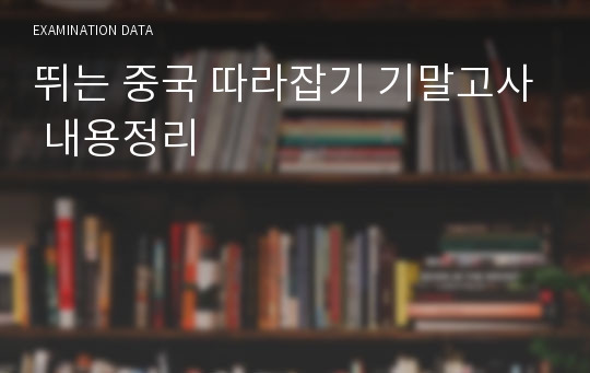 뛰는 중국 따라잡기 기말고사 내용정리