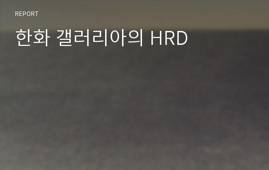 한화 갤러리아의 HRD