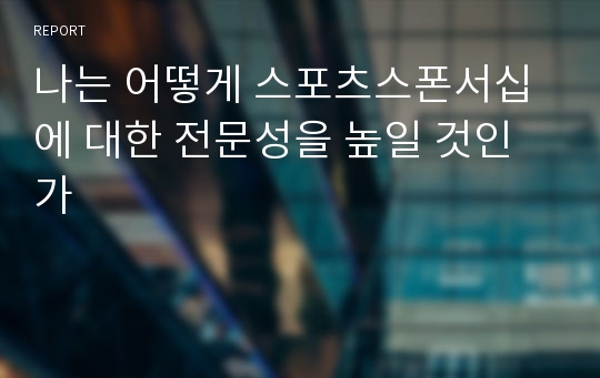 나는 어떻게 스포츠스폰서십에 대한 전문성을 높일 것인가