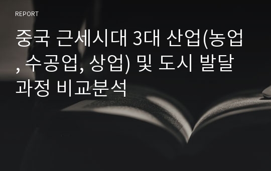 중국 근세시대 3대 산업(농업, 수공업, 상업) 및 도시 발달 과정 비교분석