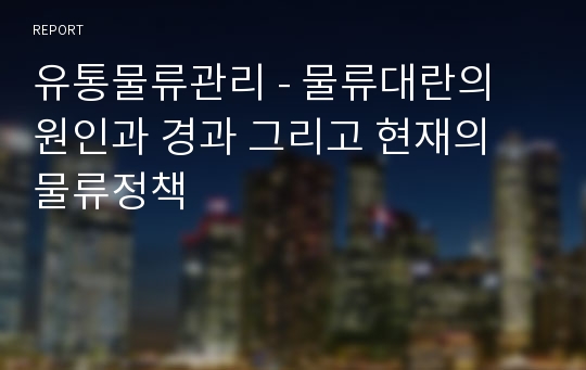 유통물류관리 - 물류대란의 원인과 경과 그리고 현재의 물류정책