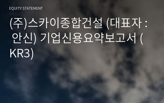 (주)스카이종합건설 기업신용요약보고서 (KR3)