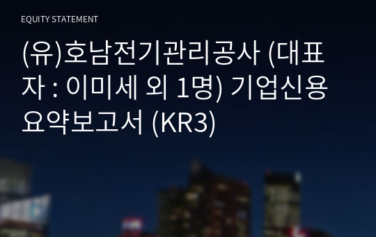 (유)호남전기 관리공사 기업신용요약보고서 (KR3)