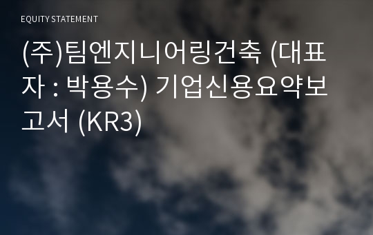 (주)팀엔지니어링건축 기업신용요약보고서 (KR3)