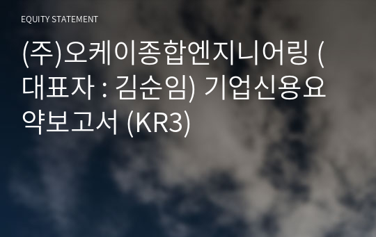 (주)오케이종합엔지니어링 기업신용요약보고서 (KR3)