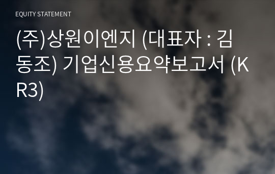 (주)상원이엔지 기업신용요약보고서 (KR3)