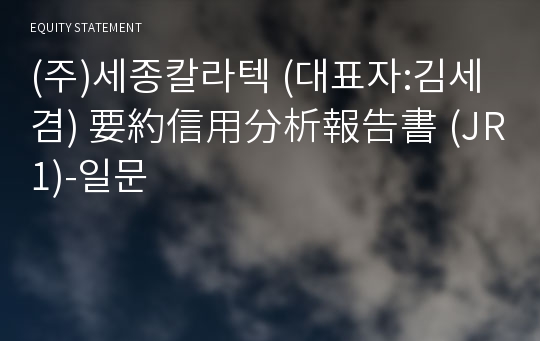 (주)세종칼라텍 要約信用分析報告書(JR1)-일문