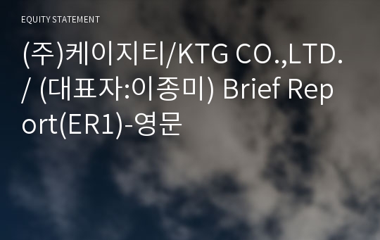 (주)케이지티 Brief Report(ER1)-영문