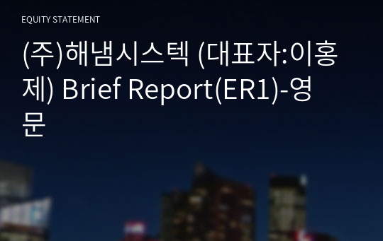 (주)해냄시스텍 Brief Report(ER1)-영문