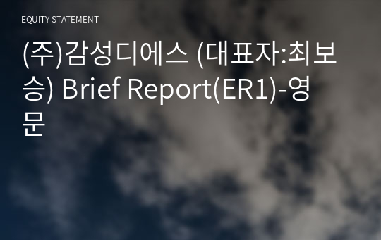 (주)감성디에스 Brief Report(ER1)-영문