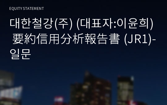 대한철강(주) 要約信用分析報告書(JR1)-일문