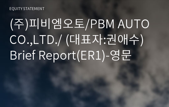 (주)피비엠오토 Brief Report(ER1)-영문