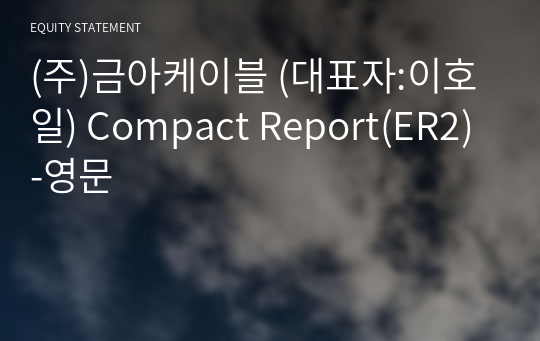 (주)금아케이블 Compact Report(ER2)-영문