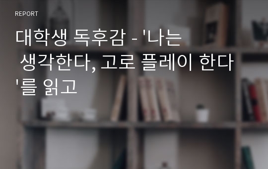 대학생 독후감 - &#039;나는 생각한다, 고로 플레이 한다&#039;를 읽고