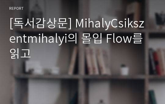 [독서감상문] MihalyCsikszentmihalyi의 몰입 Flow를 읽고