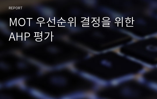 MOT 우선순위 결정을 위한 AHP 평가