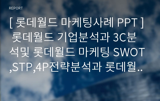 롯데월드 마케팅 PPT