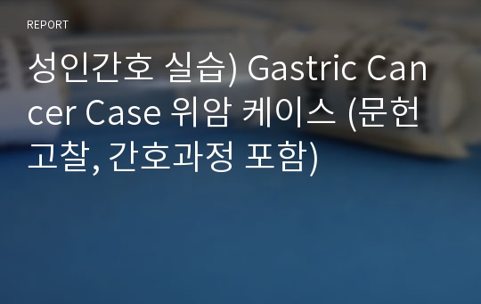 성인간호 실습) Gastric Cancer Case 위암 케이스 (문헌고찰, 간호과정 포함)