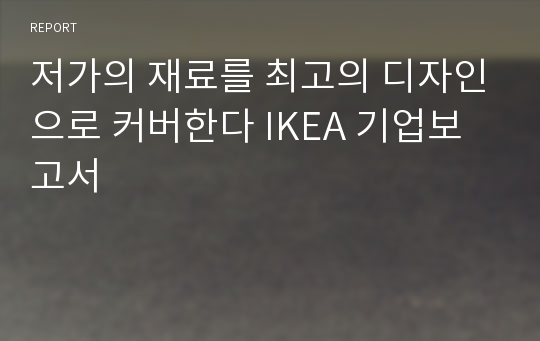 저가의 재료를 최고의 디자인으로 커버한다 IKEA 기업보고서