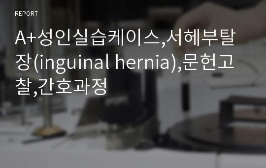 A+성인실습케이스,서헤부탈장(inguinal hernia),문헌고찰,간호과정