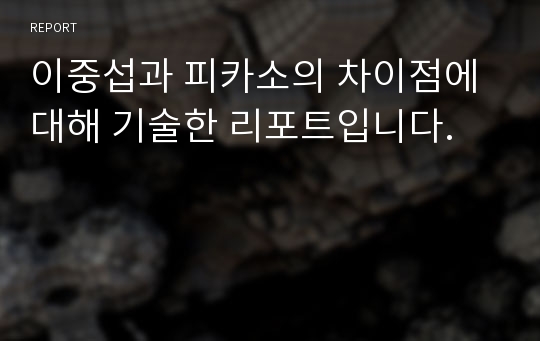 이중섭과 피카소의 차이점에 대해 기술한 리포트입니다.