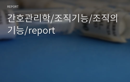 간호관리학/조직기능/조직의기능/report