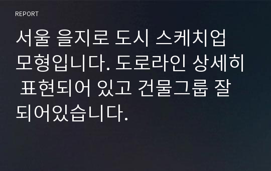 서울 을지로 도시 스케치업 모형입니다. 도로라인 상세히 표현되어 있고 건물그룹 잘되어있습니다.