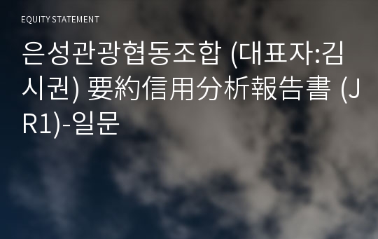 은성관광협동조합 要約信用分析報告書(JR1)-일문