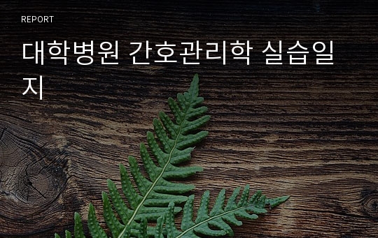 대학병원 간호관리학 실습일지