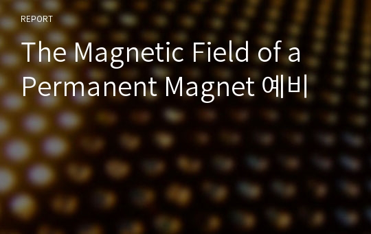 The Magnetic Field of a Permanent Magnet 예비