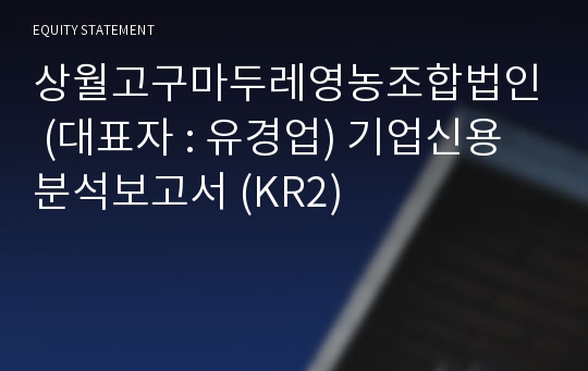 상월고구마두레영농조합법인 기업신용분석보고서 (KR2)