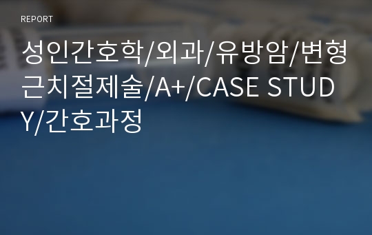 성인간호학/외과/유방암/변형근치절제술/A+/CASE STUDY/간호과정