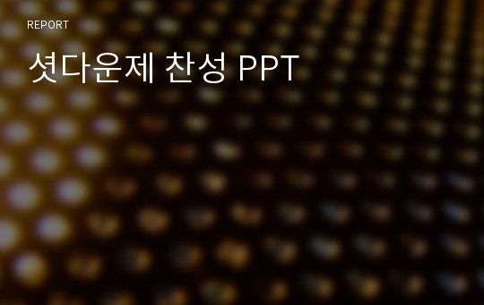 셧다운제 찬성 PPT