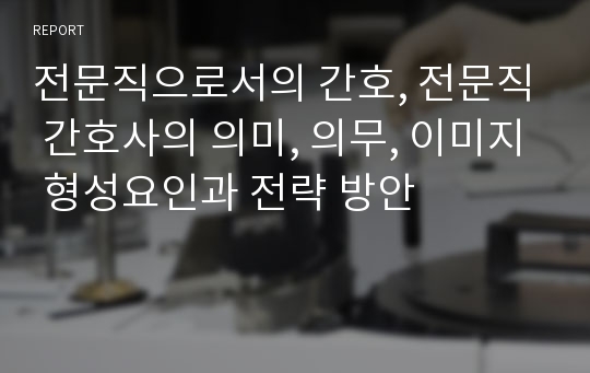 전문직으로서의 간호, 전문직 간호사의 의미, 의무, 이미지 형성요인과 전략 방안