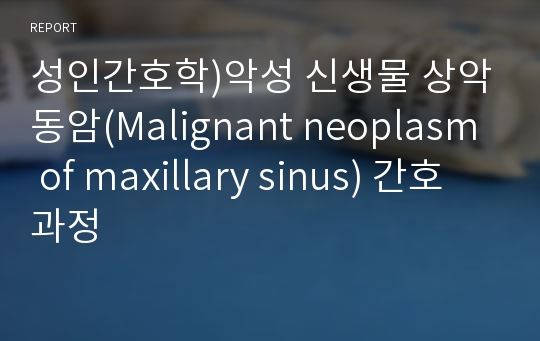 성인간호학)악성 신생물 상악동암(Malignant neoplasm of maxillary sinus) 간호과정