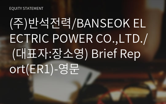 (주)반석전력/BANSEOK ELECTRIC POWER CO.,LTD./ Brief Report(ER1)-영문
