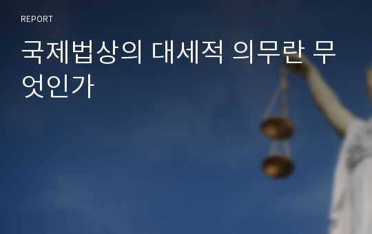 국제법상의 대세적 의무란 무엇인가