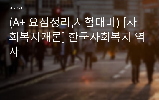 (A+ 요점정리,시험대비) [사회복지개론] 한국사회복지 역사